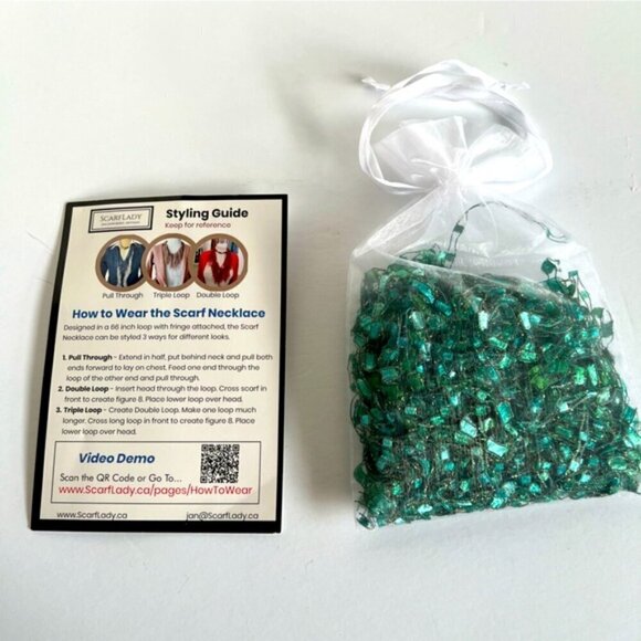 Scarflady - Ladies, Handmade Lightweight Scarf Necklace - Green. Size: OS. NIB - Picture 5 of 12